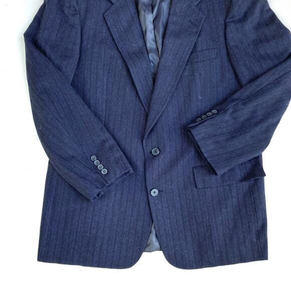 Dior Vintage Navy Pinstriped Wool Dinner Jacket Blazer Classic Tailoring Staple - Picture 5 of 16